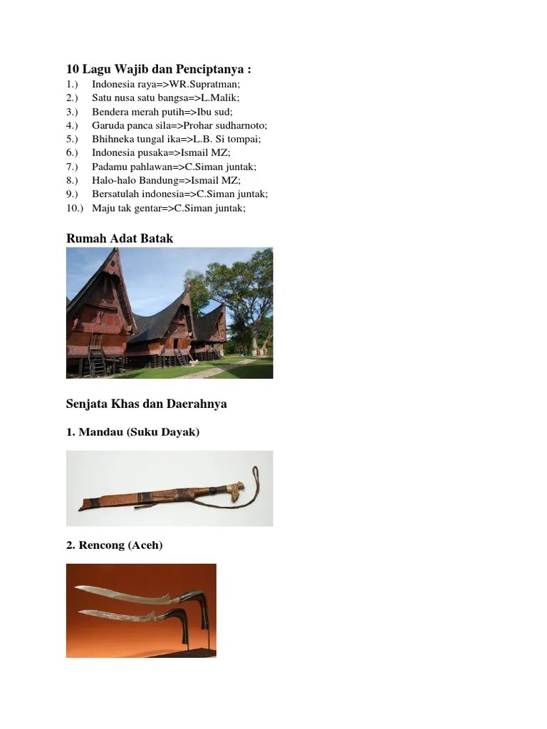 10 Lagu Wajib Dan Penciptanya