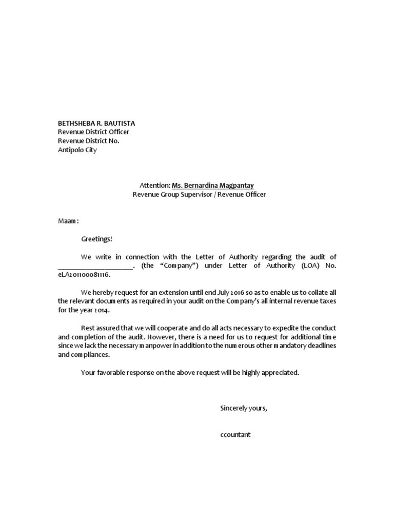 Extension Letter