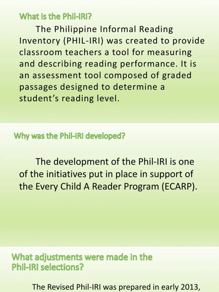What Is The PhilIRI PDF Reading Comprehension Reading (Process)
