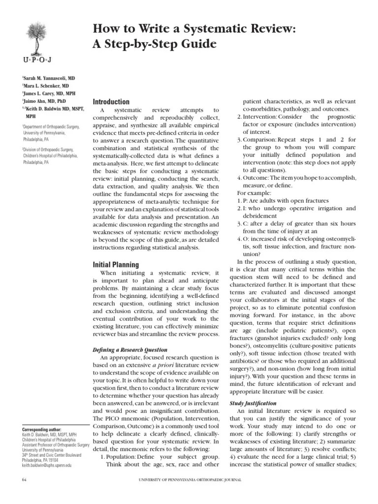 How To Write A Systematic Review A Step by Step Guide PDF