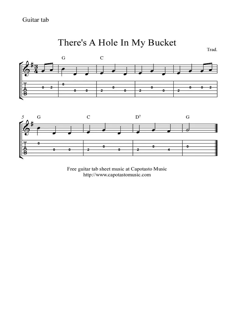 There's A Hole in My Bucket PDF Musical Notation Musical Compositions