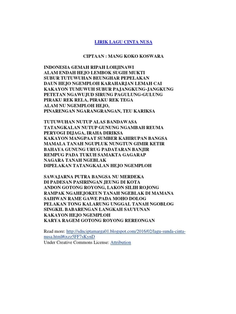 Lirik Lagu Tanah Sunda