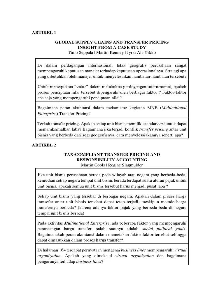 Pertanyaan Transfer Pricing | PDF