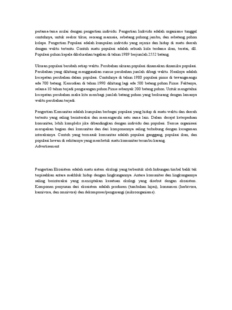 Individu, Populasi, Komunitas | PDF