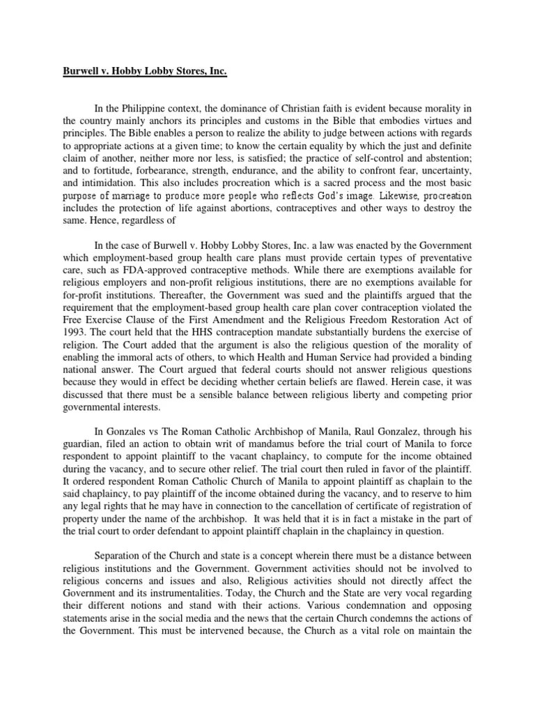 Burwell V Hobby Lobby PDF Justice Crime & Violence