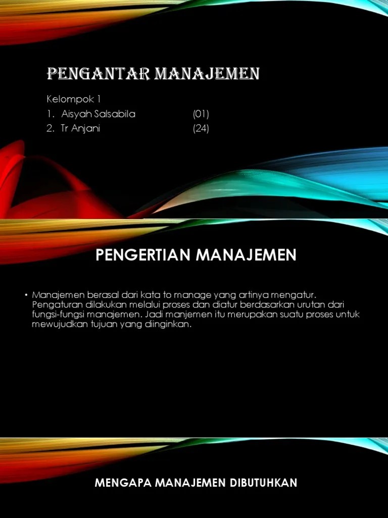 ppt Pengantar manajemen