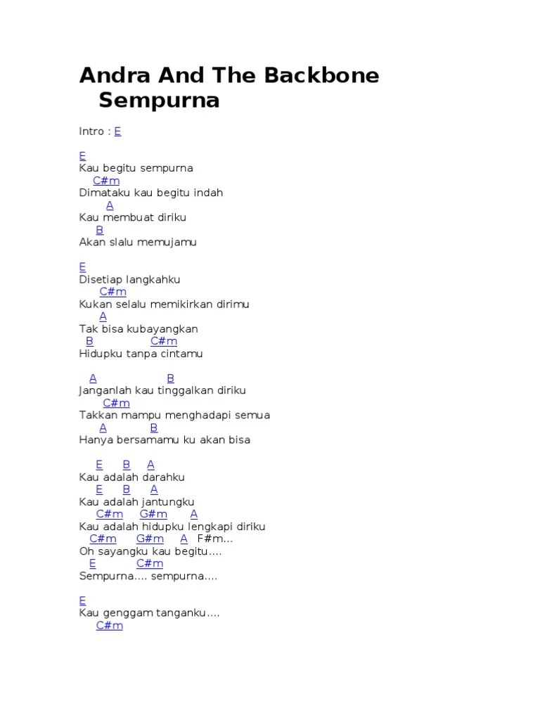 Lirik Lagu Dan Kunci Gitar Sempurna