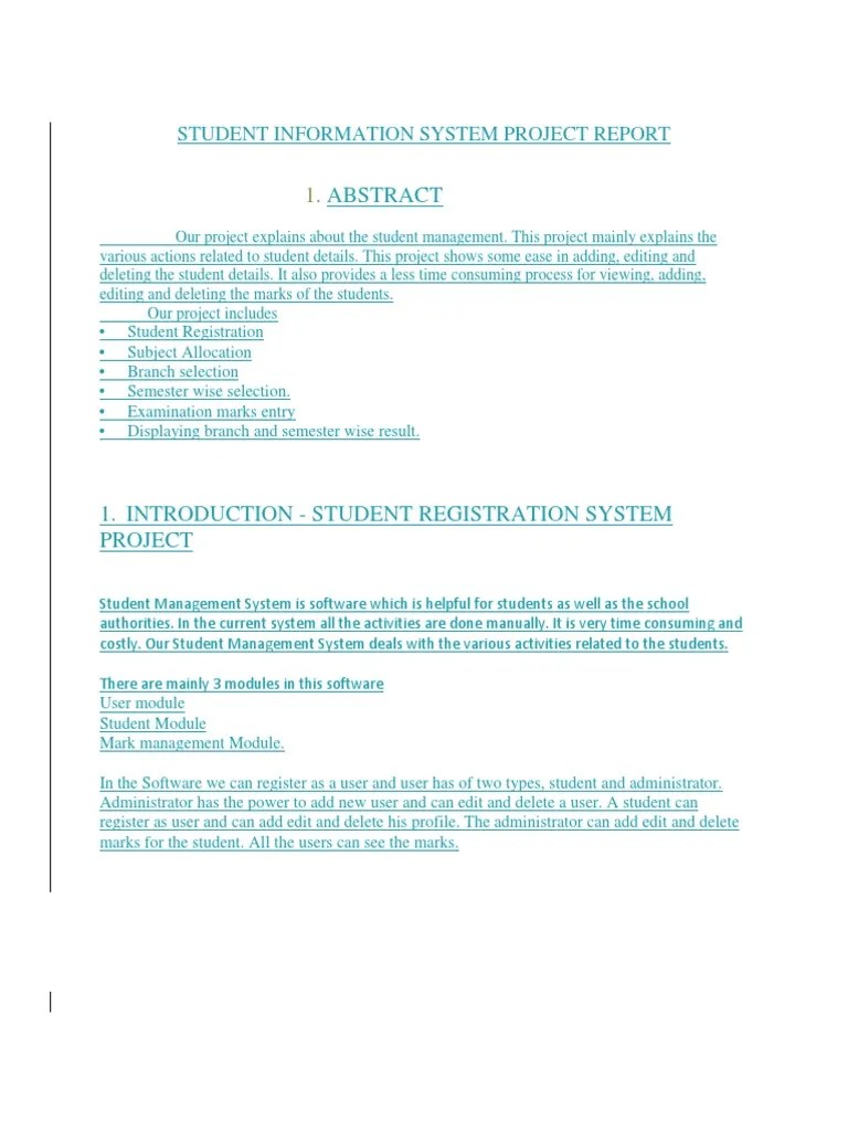 Student Information System Project Report PDF Software Testing