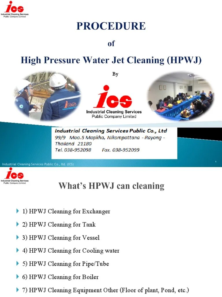 Procedure of High Pressure Water Jet Cleaning PDF Leak Pipe