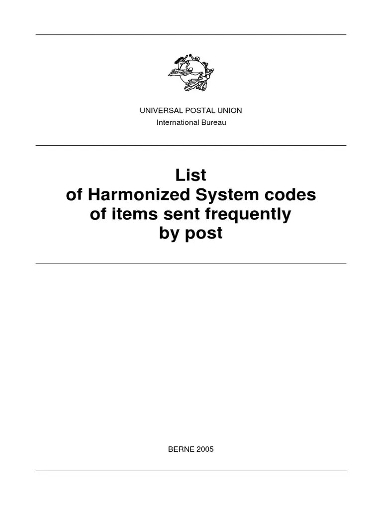 List of Harmonized System Codes of Items Sent Frequently by Post PDF