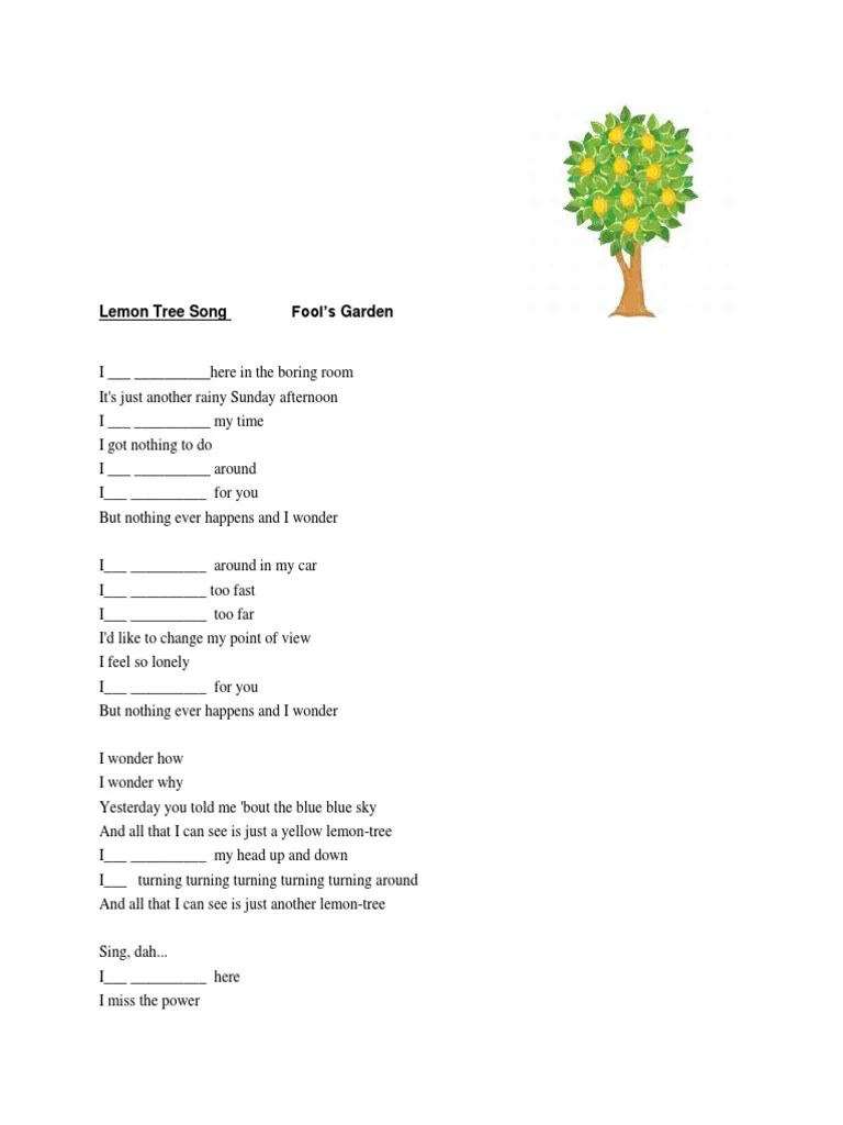 Lemon Tree Song Lyrics Present Continuous PDF