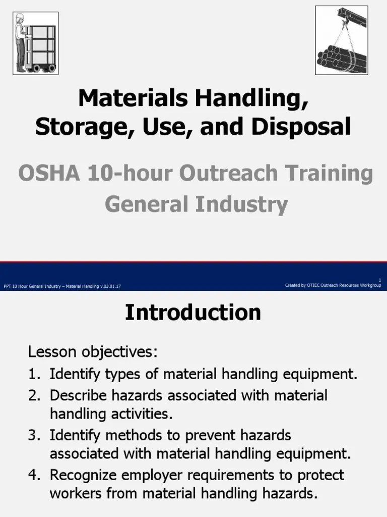 Preventing Injuries from Material Handling A Guide to Hazards, Safe