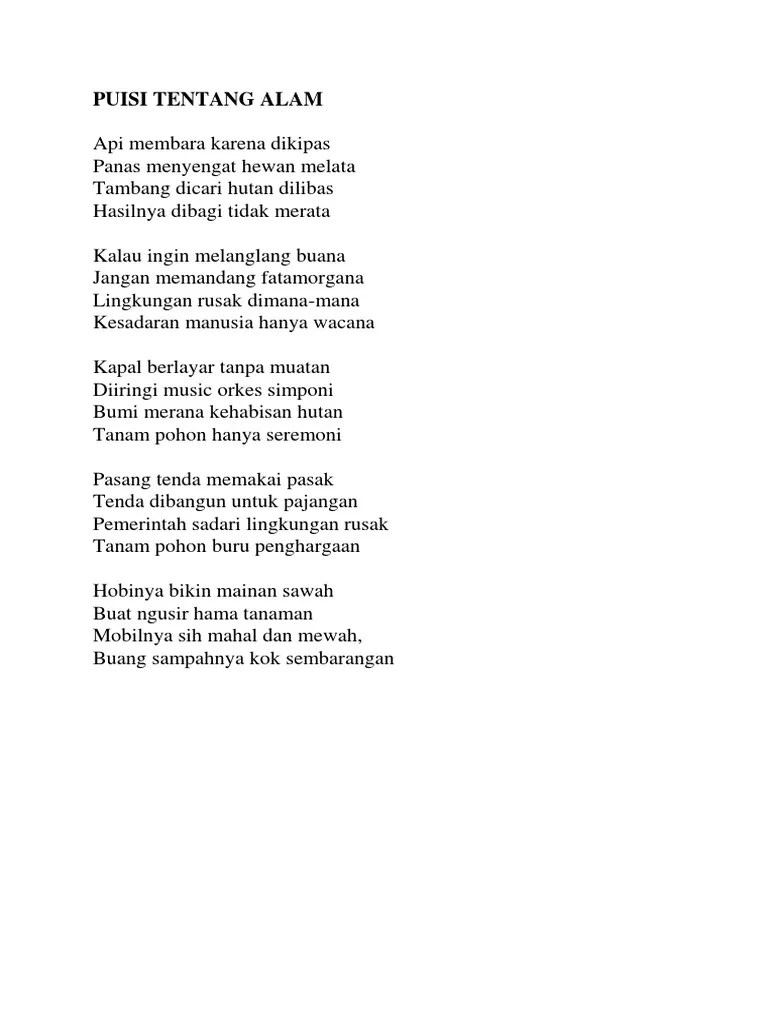 Puisi Tentang Tumbuhan Dan Hewan