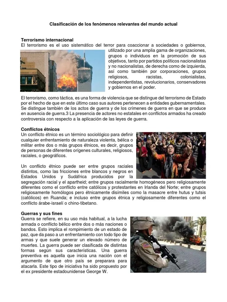 Clasificación de Los Fenómenos Relevantes Del Mundo Actual Pandemia