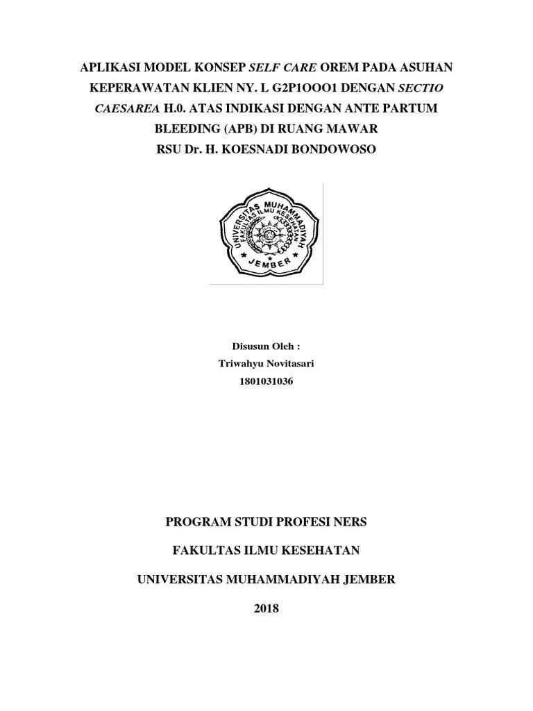 APLIKASI MODEL KONSEP SELF CARE OREM PADA ASUHAN KEPERAWATAN KLIEN NY H