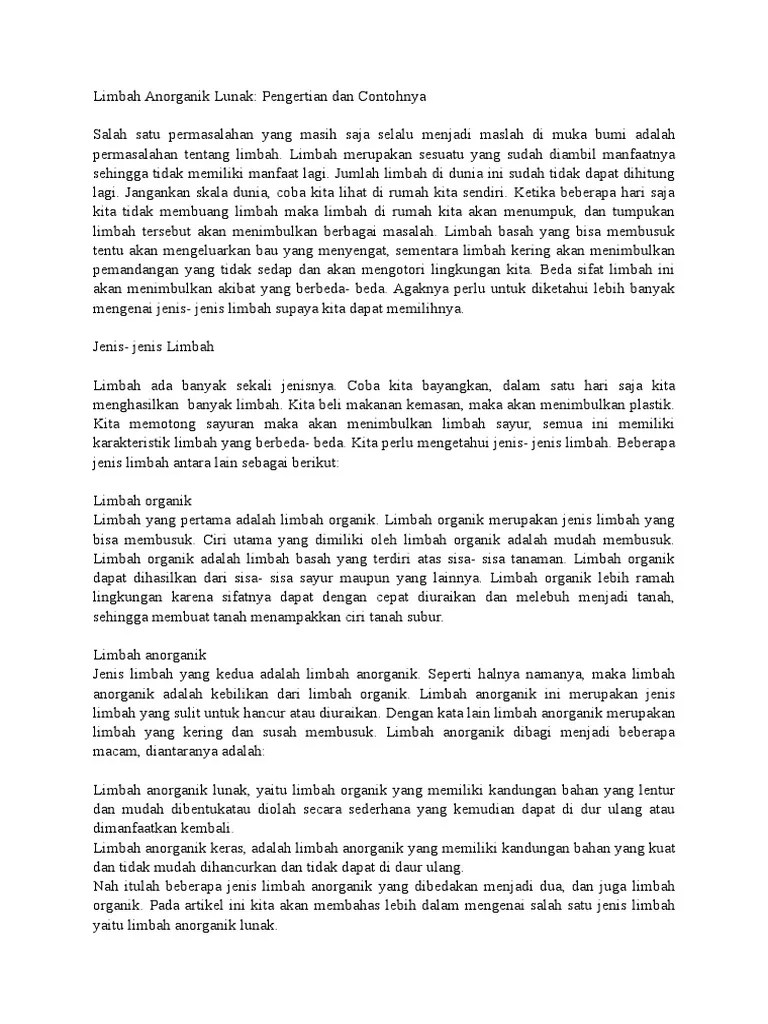 Limbah Anorganik Lunak | PDF