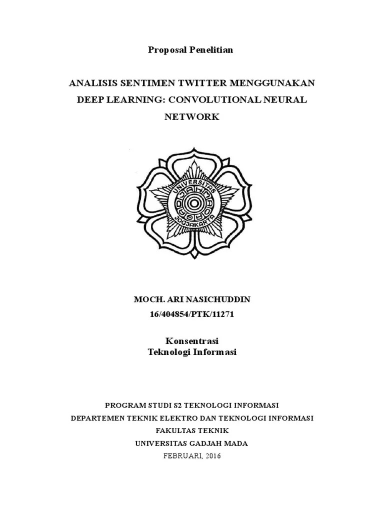 (PROPOSAL) Analisis Sentimen Twitter Menggunakan Deep Learning -  Convolutional Neural Network | PDF
