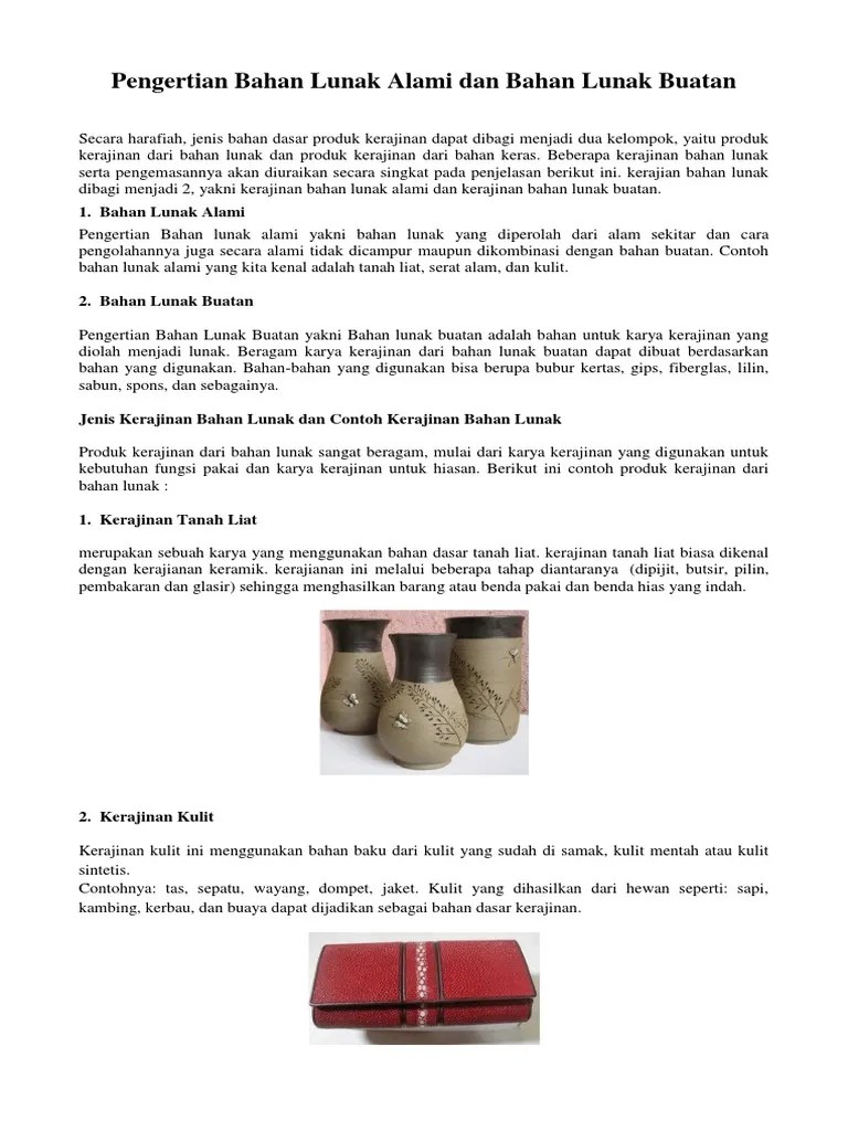 Pengertian Bahan Lunak Alami Dan Bahan Lunak Buatan