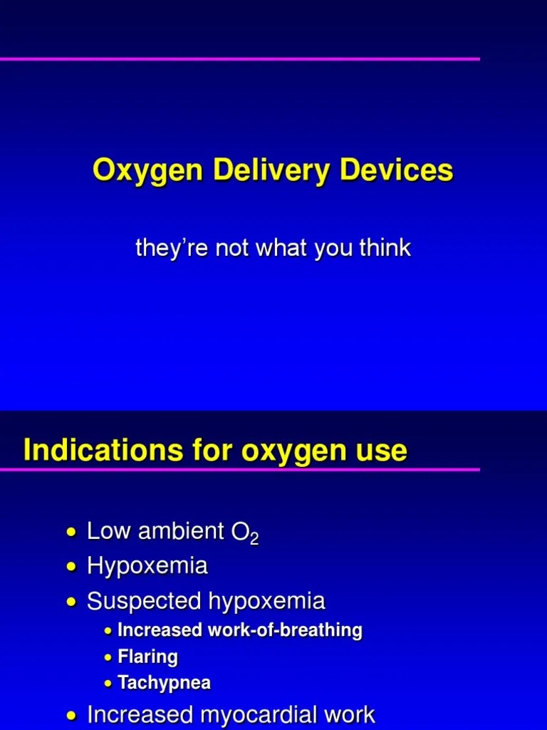 Oxygen Delivery Devices PDF Pulmonology Gases