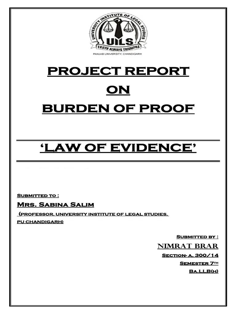 Burden of Proof PDF Burden Of Proof (Law) Evidence