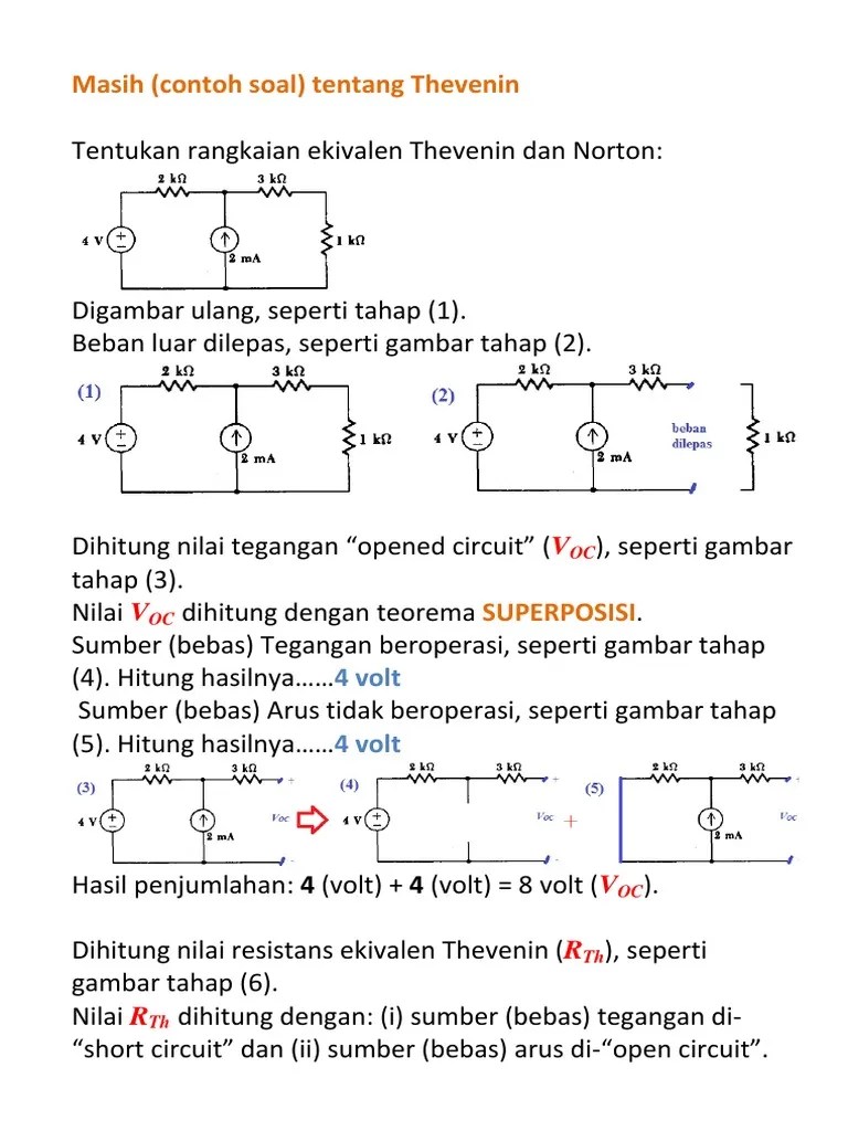 Contoh Soal Rangkaian Ekivalen Thevenin Dan Norton | PDF