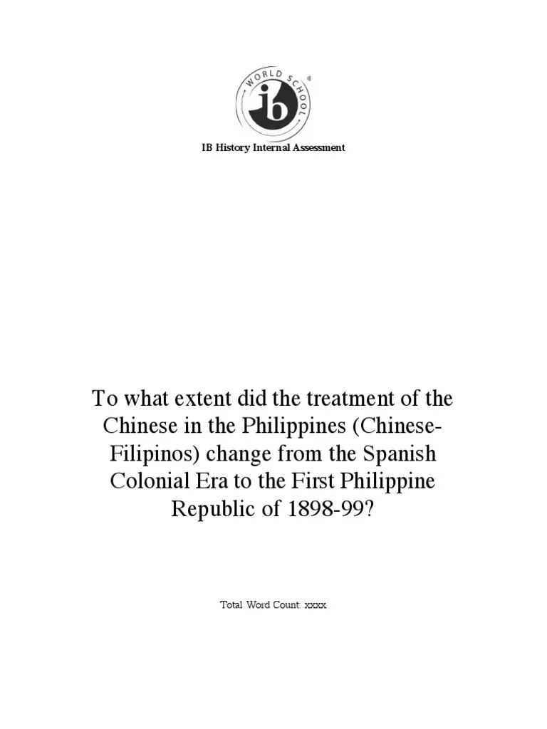IB History IA Sample PDF Philippines Historian