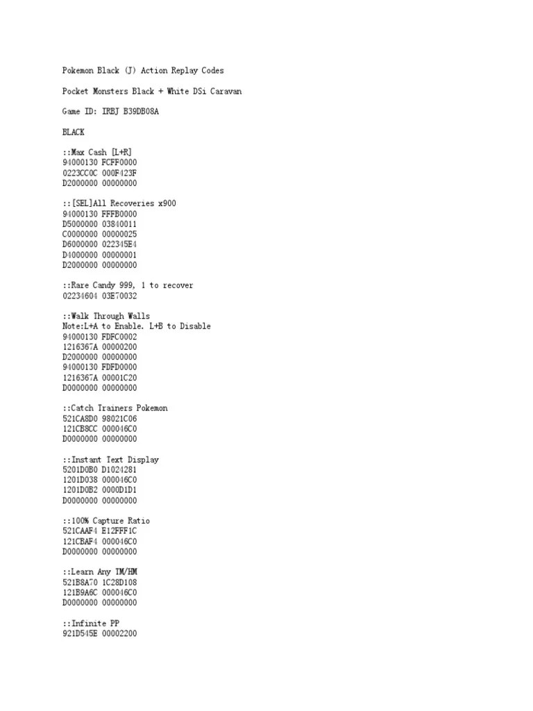 Pokemon Black Cheat | PDF | Works | Video Game Development