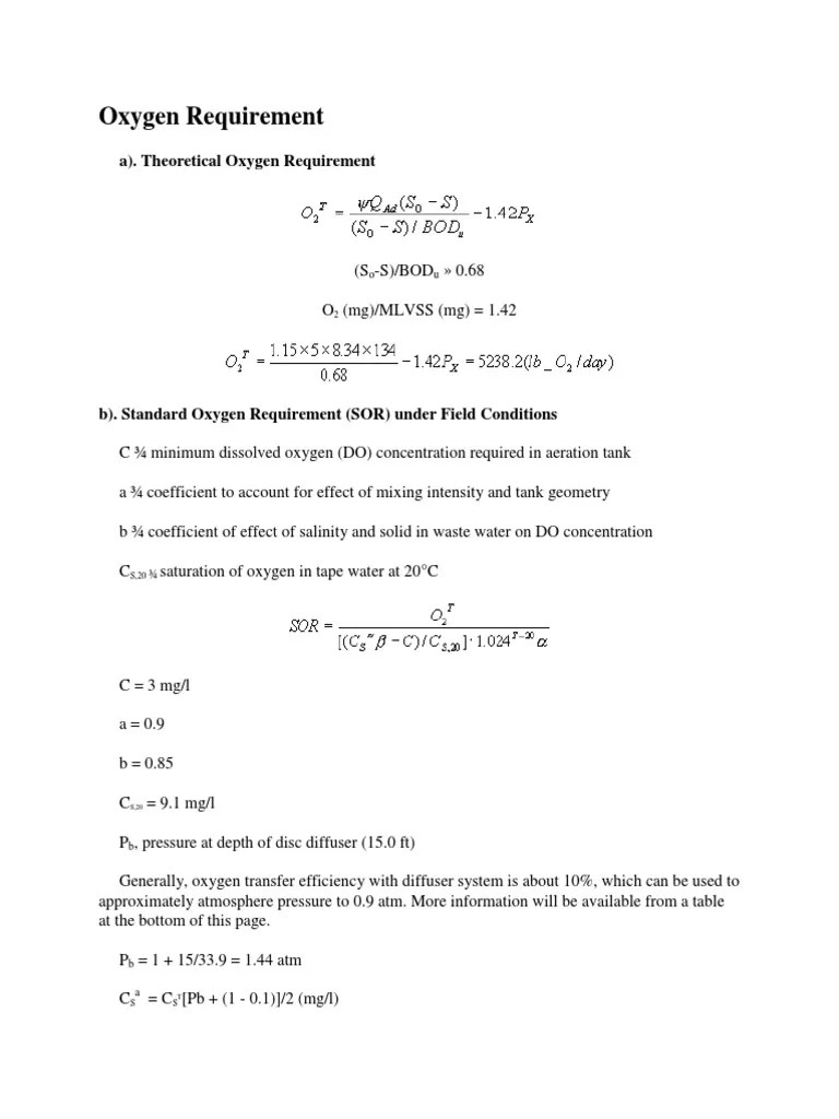 Aeration System and Oxygen Requirement Download Free PDF Energy
