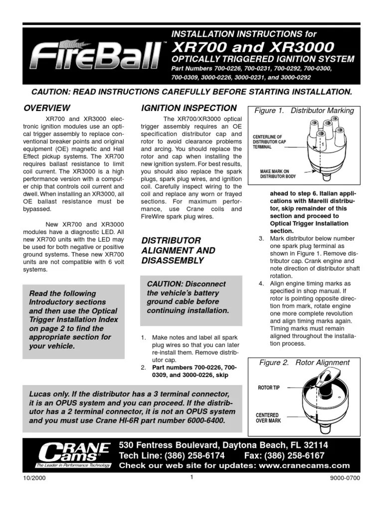 XR700 and XR3000 Ignition Inspection PDF Distributor Ignition System