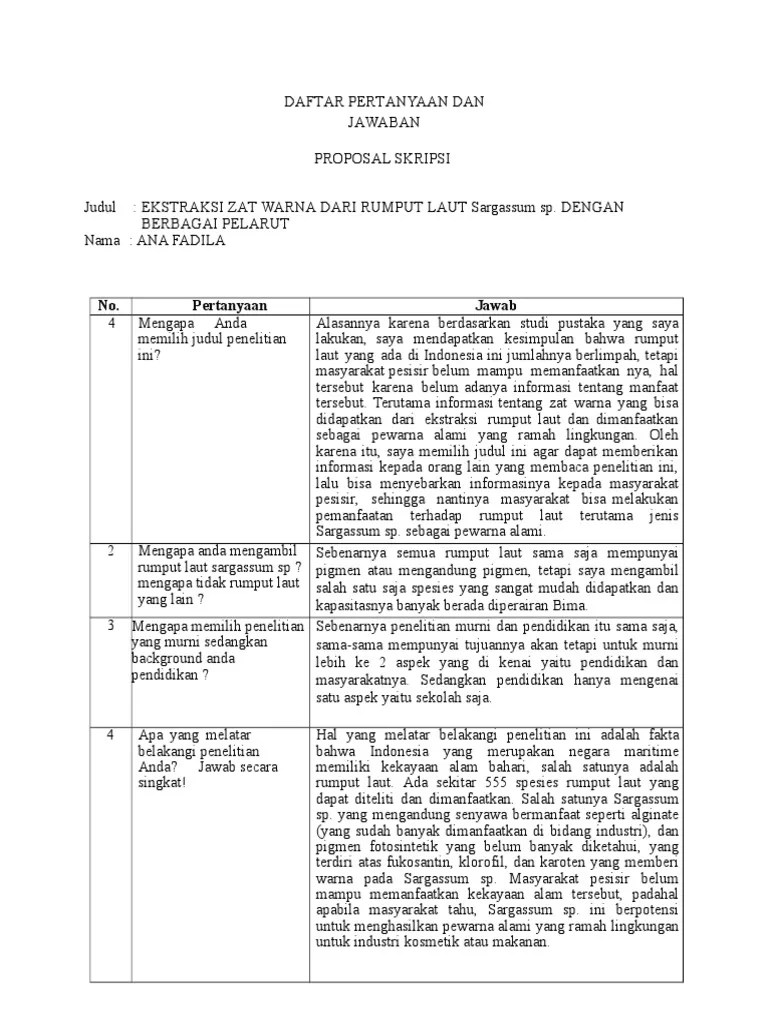 Pertanyaan Sidang Proposal