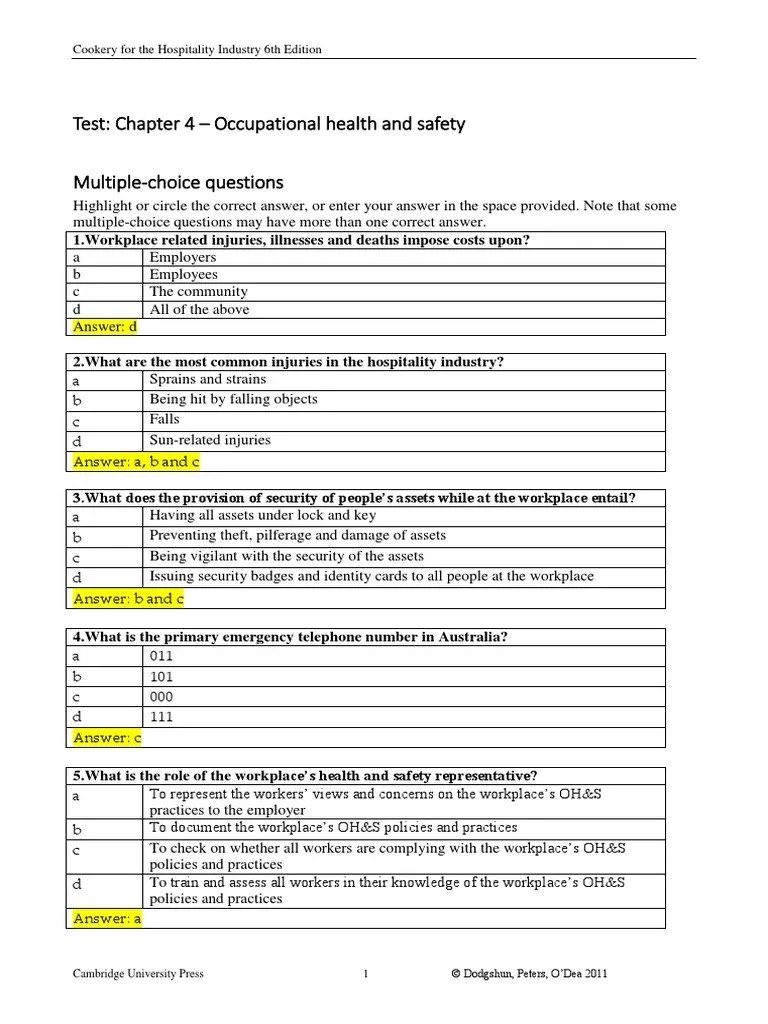 Safety Questions and Answers PDF PDF Occupational Safety And Health