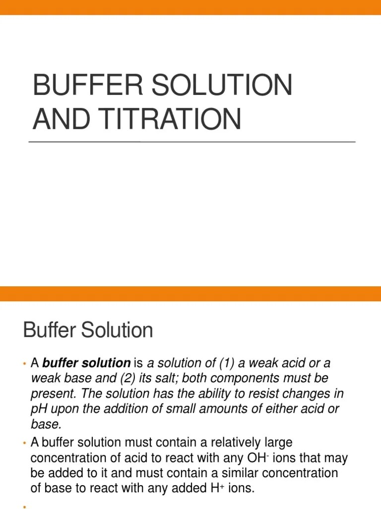 Buffer Solution and TITraTION1 PDF Buffer Solution Acid