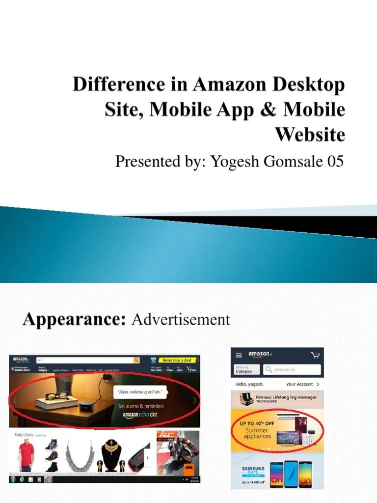 Difference in Amazon Desktop Site & Mobile App PDF