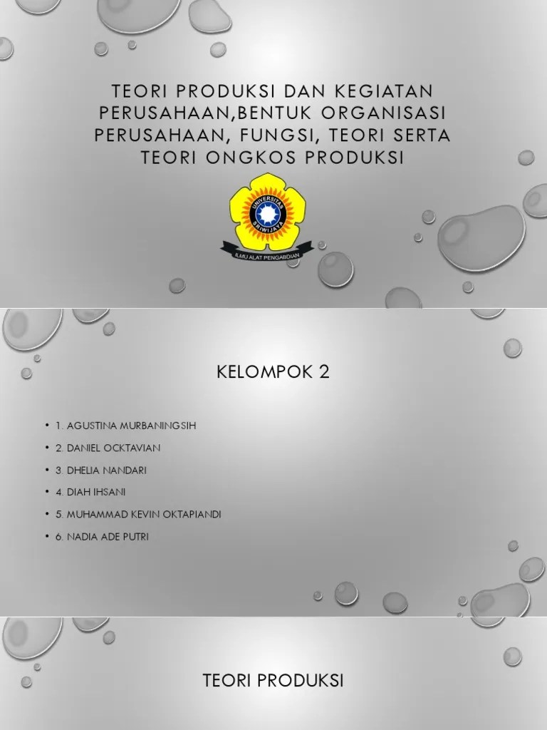 TEORI PRODUKSI DAN KEGIATAN PERUSAHAAN,BENTUK ORGANISASI PERUSAHAAN,.pptx