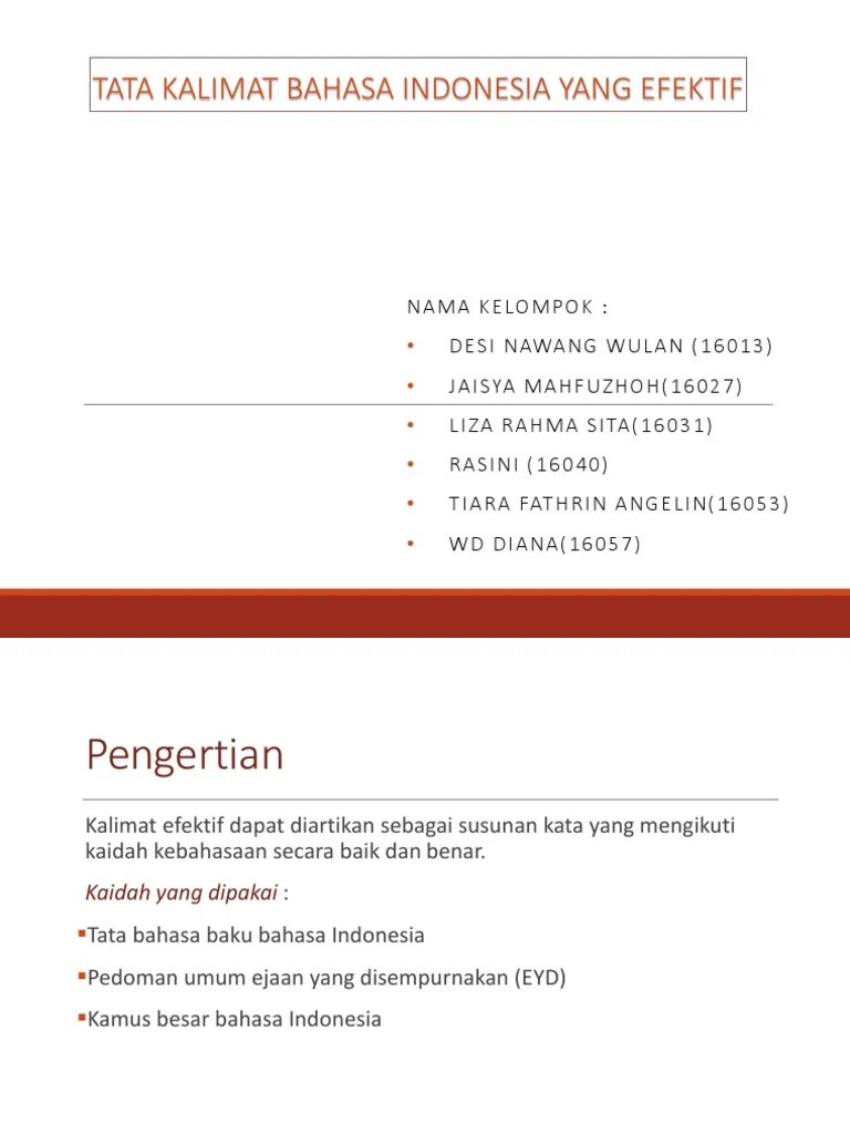 Tata Kalimat Bahasa Indonesia Yang Efektif | PDF