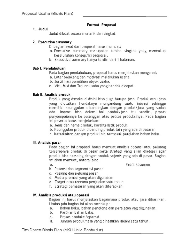 Contoh Contoh Judul Bisnis Plan Pdf