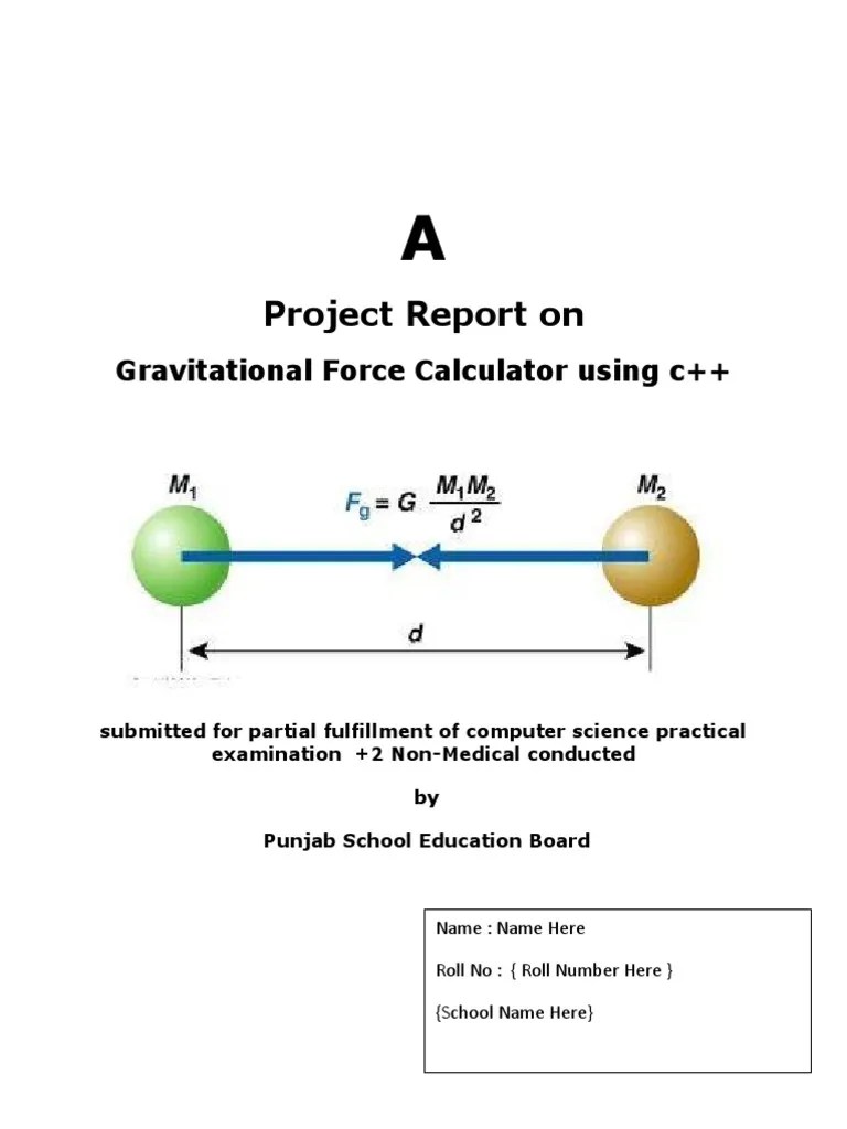 Gravitation Force Calculator Using CPP PDF Newton's Law Of Universal Gravitation Mass