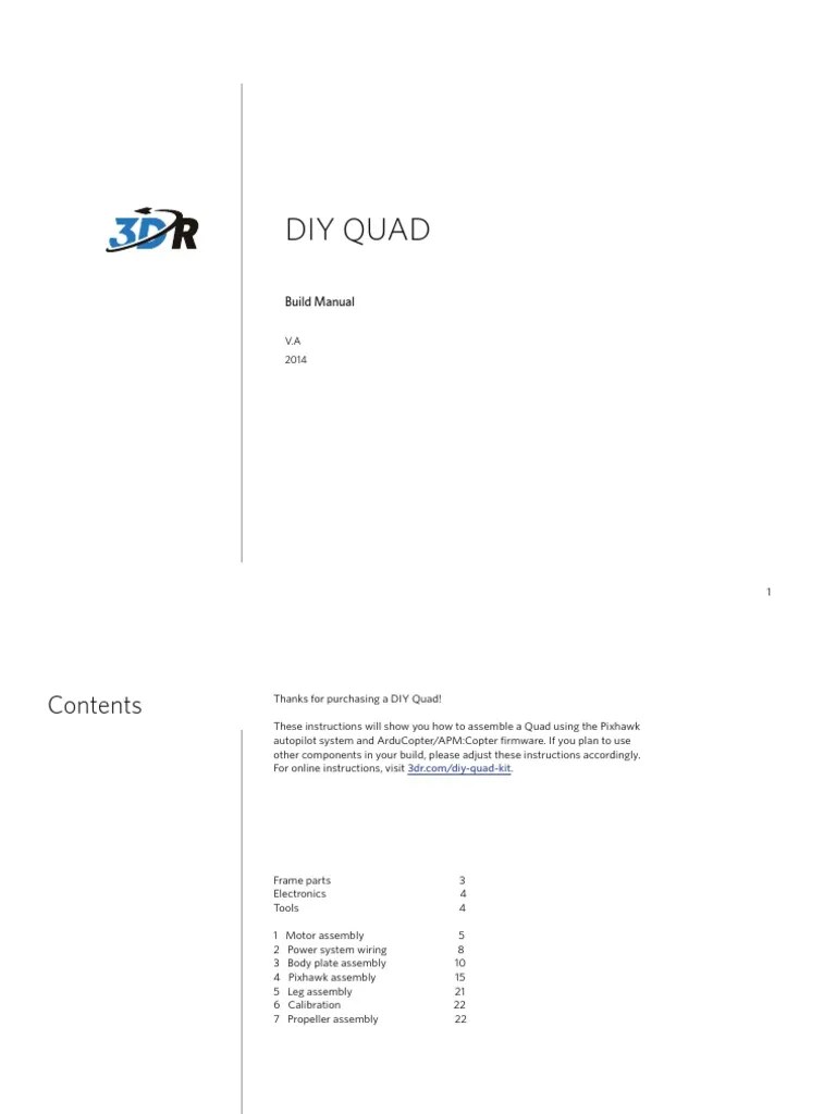 3DR DIY Quad Build Manual Va PDF | PDF | Screw | Nut (Hardware)