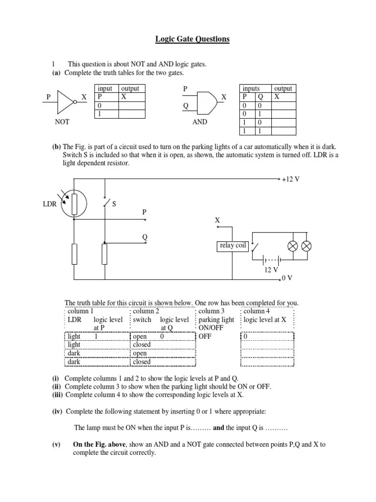 Logic Gates PracticeExt PDF PDF Logic Gate Switch