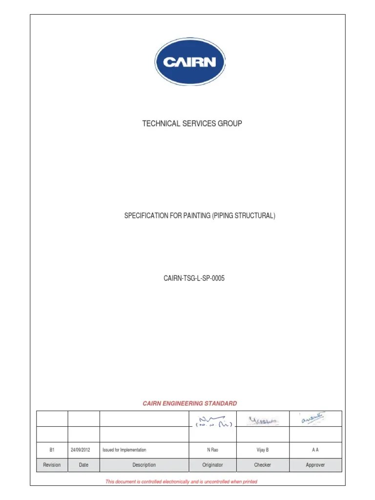 CAIRN TSG L SP 0005 B1 Specification for Painting (Piping & Structural