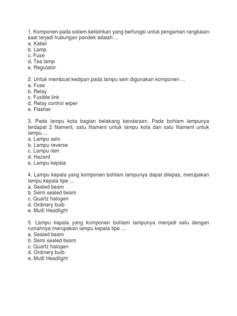 Soal Kelistrikan Kendaraan Ringan | PDF