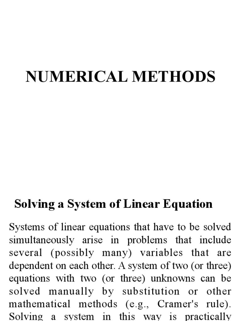 Numerical Methods Lecture2a PDF Numerical Analysis Linear Algebra