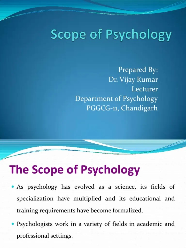 Scope of Psychology PDF Psychology Human