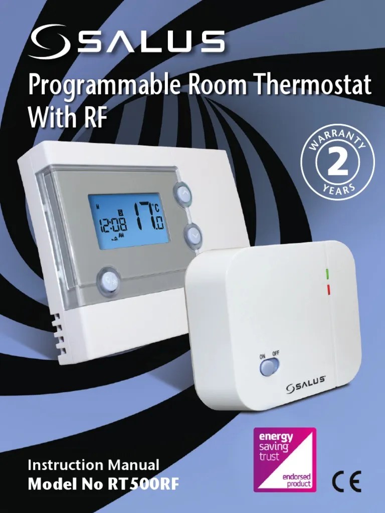 Installation and Operation Guide for the Salus RT500RF Programmable Room Thermostat PDF