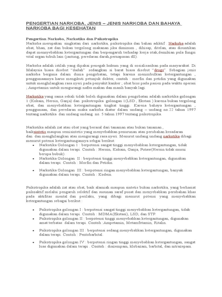 Pengertian Narkoba