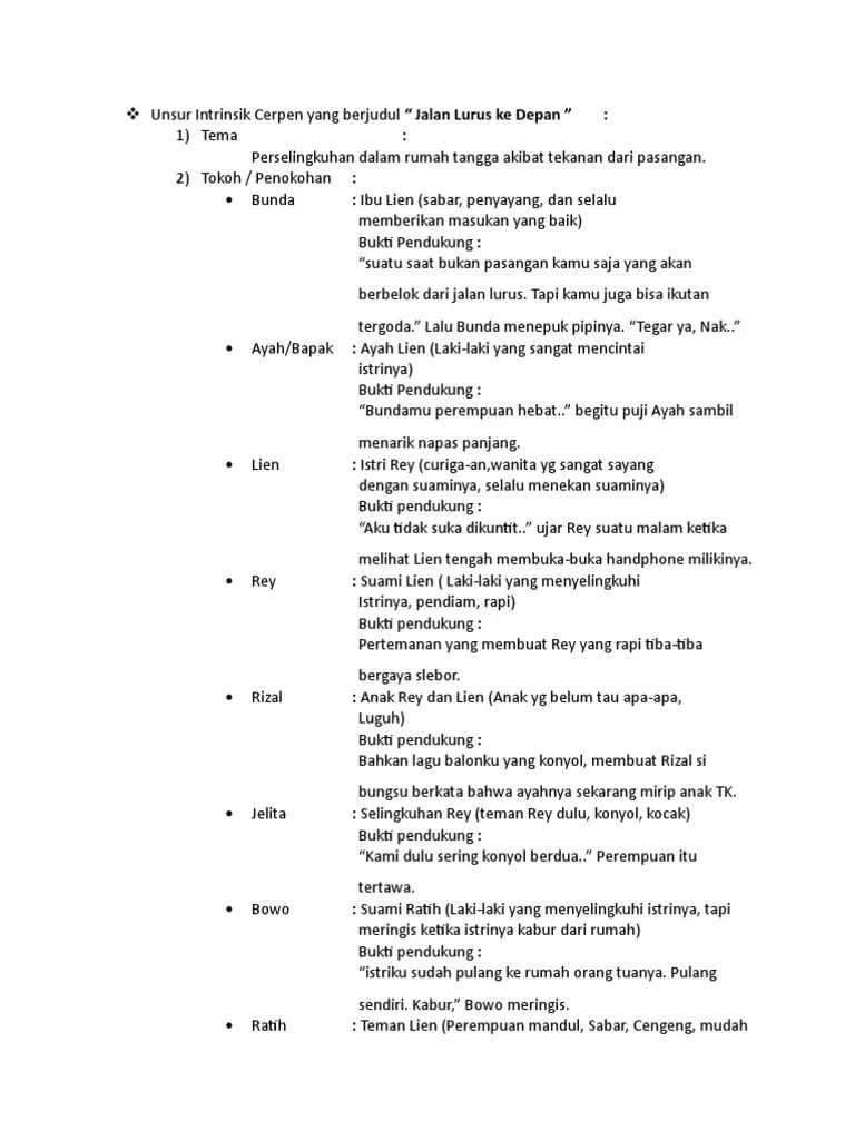 CERPEN (Tent. Unsur Intrinsik &amp; Ekstrinsik) | PDF