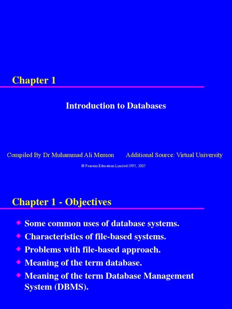 Chapter 1 Introduction to databases.ppt Databases Computer Program