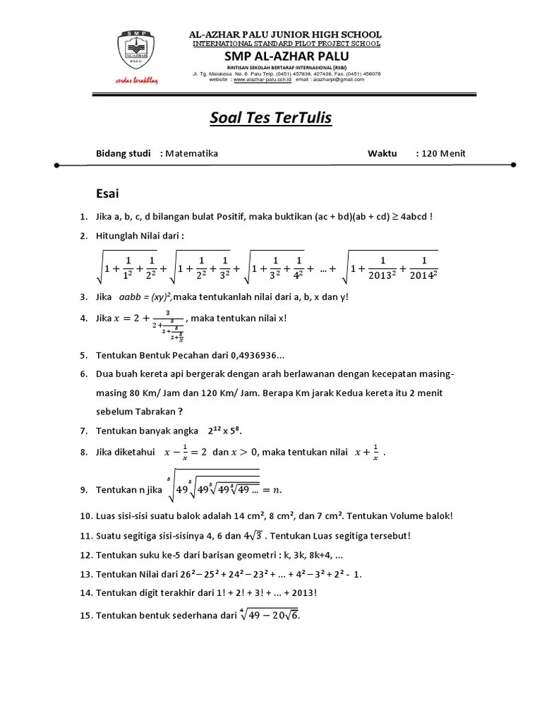 Tes Masuk Al Azhar | PDF