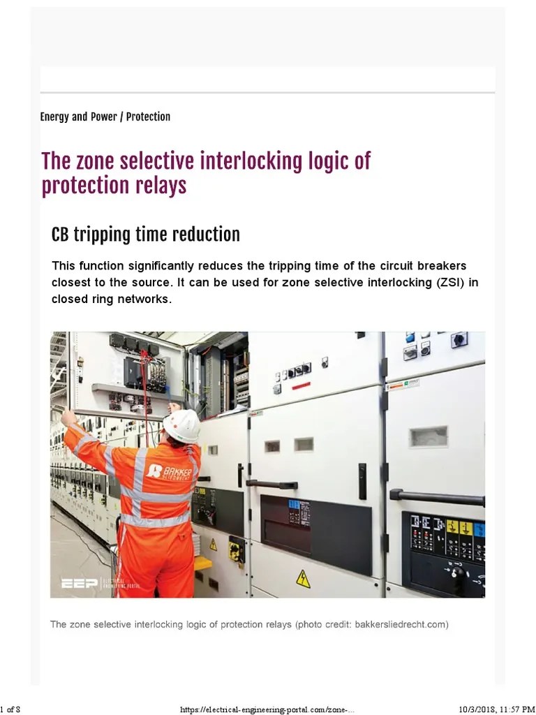 EEP The Zone Selective Interlocking Logic of Protection Relays PDF Relay Parameter