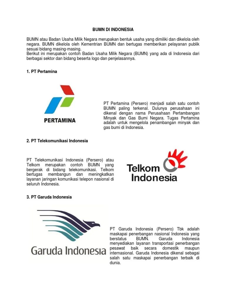 Contoh - Contoh Gambar Perusahaan Yang Termasuk Dalam BUMN BUMD &amp;BUMS | PDF
